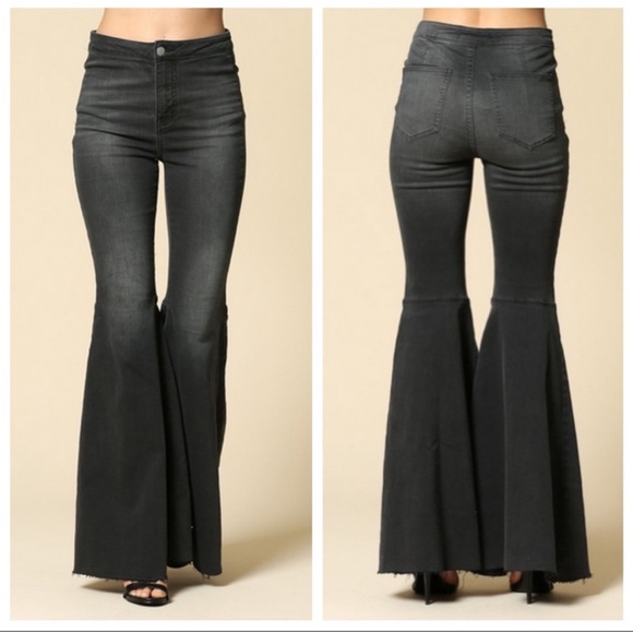 Black Denim Flare Jeans - Picture 1 of 10